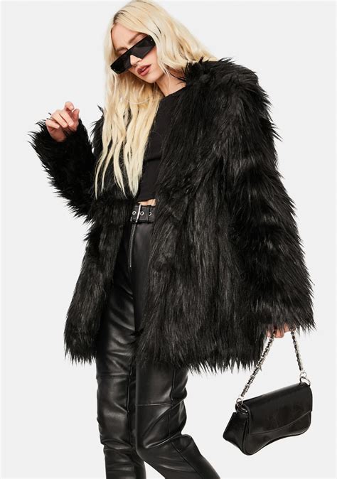 Glamorous Shaggy Black Faux Fur Coat Black Faux Fur Coat Fur Coat Black Faux Fur