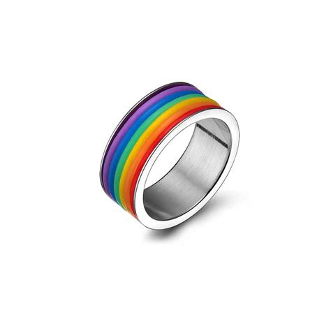 Bague Anneaux Rainbow Bagues Lesbiennes Gay Bi Trans Lgbt