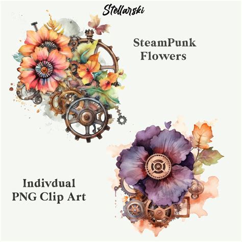 Png Watercolor Steampunk Flowers Clipart Steampunk Design Fantasy