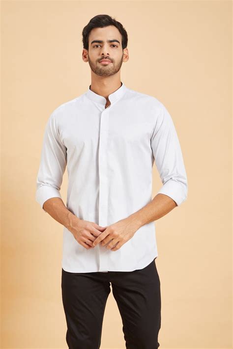 Mens Grey Color Jejune Chinese Collar Shirt Full Sleeves Casual Shirt