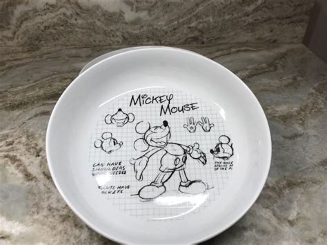 Disney Sketchbook Mickey Mouse Dinner Pasta Bowls Set Of 2 Black And