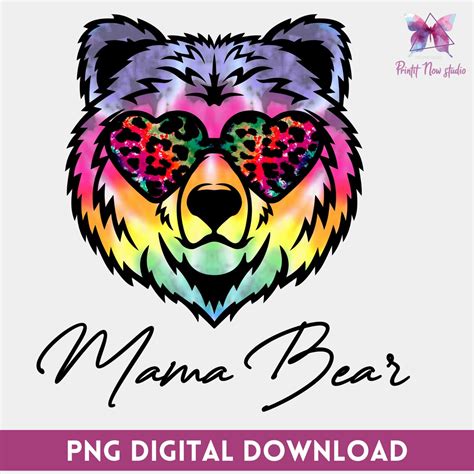 Mama Bear Png Mama Bear With Sunglasses Mama Png Colorful Etsy