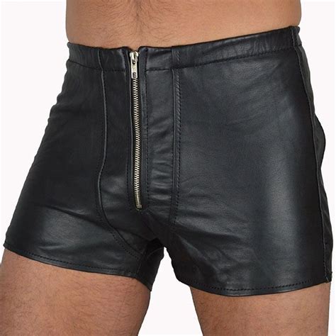 2020 Mens Sexy Lingerie Faux Leather Open Butt Shorts Underpants