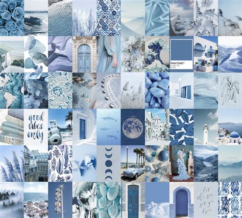 Blue Wall Collage Kit Blue Aesthetic Collage Kit Printable Collage Kit