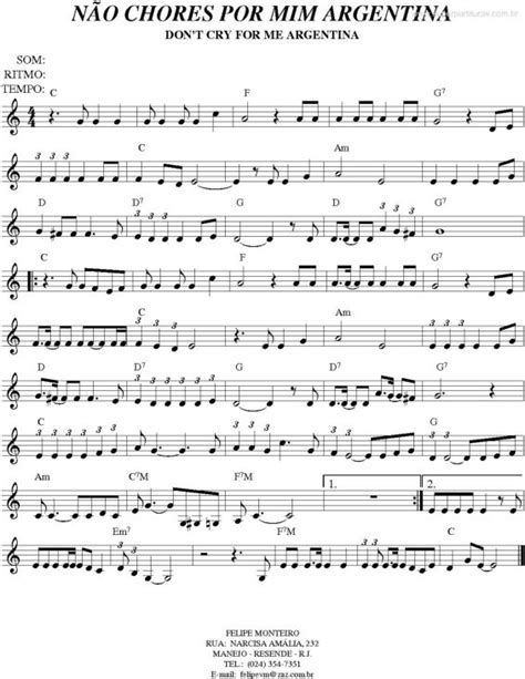 Sheet Music With The Words Nao Chores Por Mi Argentina