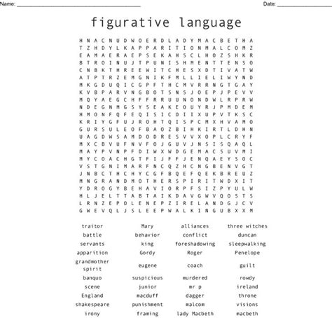 Figurative Language Word Search Printable