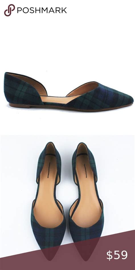 New J CREW Size 9 5 Zoe D Orsay Flats Tartan Plaid Black Leather