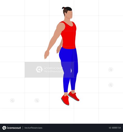 Man Doing Squat Jump Exercise Animated Illustration download in JSON, LOTTIE or MP4 format