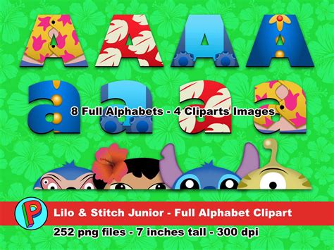 Lilo Stitch Junior Full Alphabet Clipart 252 Png Files 7 Etsy