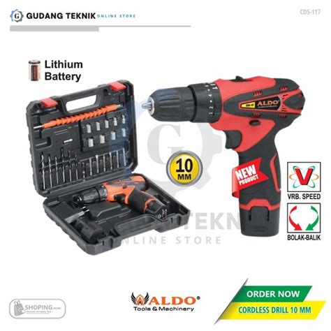 Jual Mesin Bor Cordless Set Mm Aldo Cds Bor Baterai Plus Set