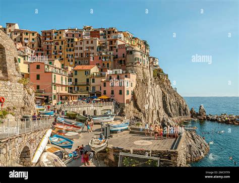 Terraced Village Manarola At Cinque Terre National Park Liguria Italy