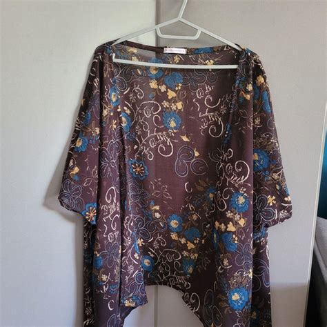 Kimono Crepe Chiffon Arabesco Marrom Adulto tamanho Único