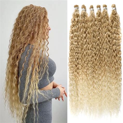 Extensiones De Cabello Rizado Sint Tico Mechones De Pelo Ondulado Con 9