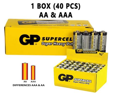 1 Box 40 Pcs GP Supercell Super Heavy Duty AA AAA Battery Lazada