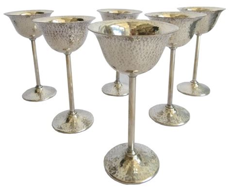 Six American Art Deco Cocktail Cups By Empire Art Silver Modernism