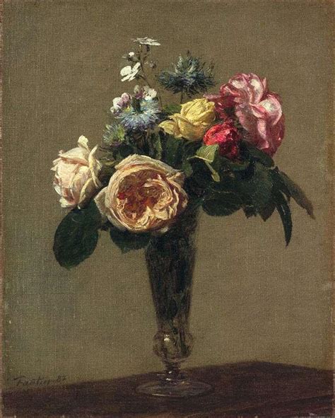 Ignace Henri Jean Theodore Fantin Latour Flowers In A Vase Painting By