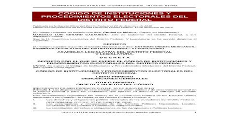 CÓdigo De Instituciones Y Procedimientos Electorales … · Mexicanos La