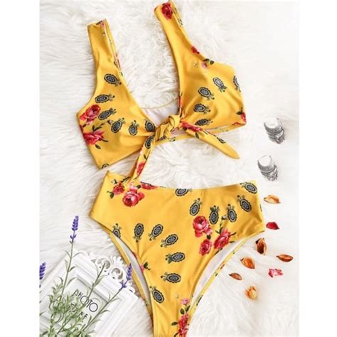 Swim Nwt Floral High Waisted Brazilian Bikini Set Poshmark