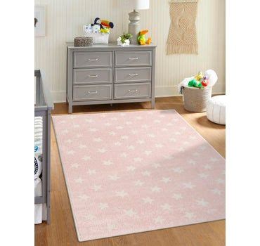 Pink 4' x 6' Stars Whimsy Kids Rug