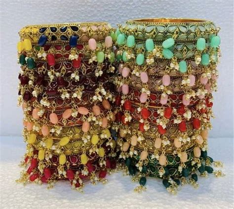 Party Wear Traditional Multicolor Stone Brass Bangle Set Size 24 Inch Diameter At Rs 200