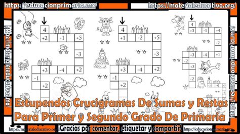 Material Lindo Primer Grado Primaria Crucigrama Sumas Y Restas Porn