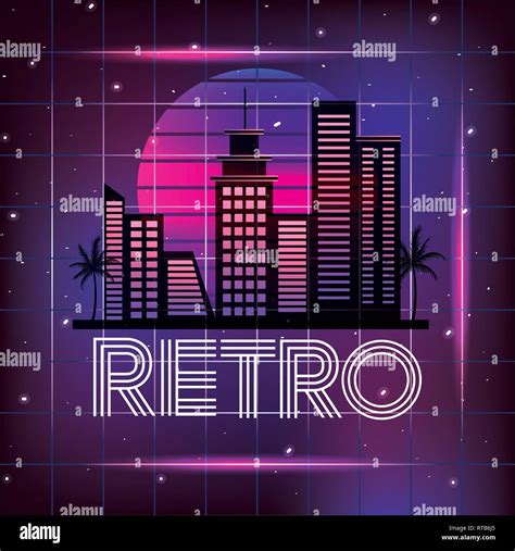 retro city with graphic neon style Stock Vector Image & Art - Alamy