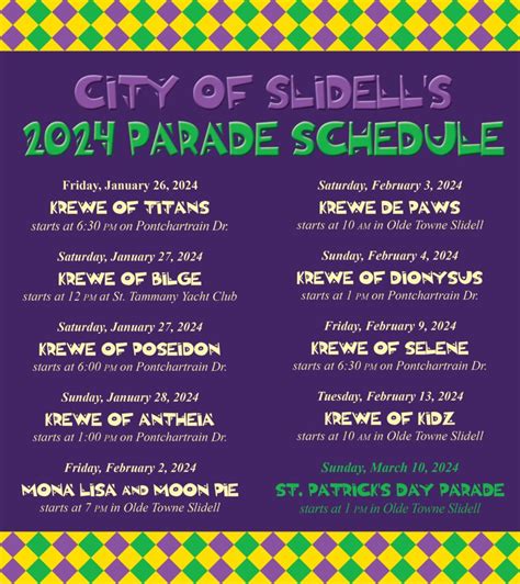 Slidell's 2024 Mardi Gras Parade Schedule - The City of Slidell, Louisiana