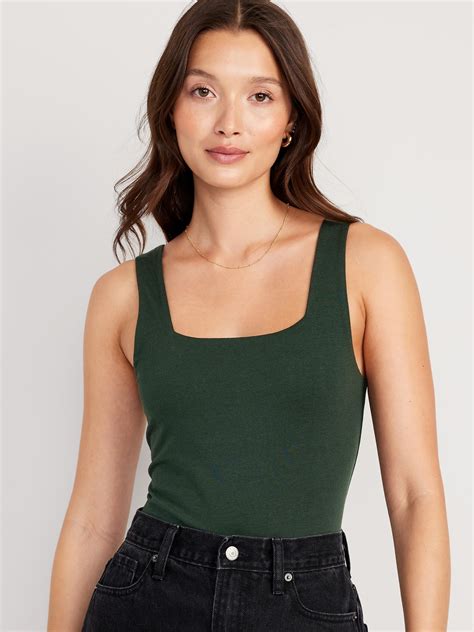 Fitted Sleeveless Square Neck Bodysuit For Women Old Navy