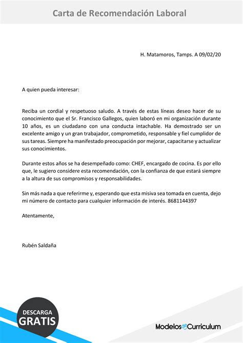 Carta De Recomendacion Para Cartas De Recomendaci Carta De Hot Sex Picture