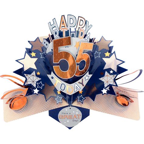 Happy 55th Birthday 55 Today Pop Up Greeting Card Cards