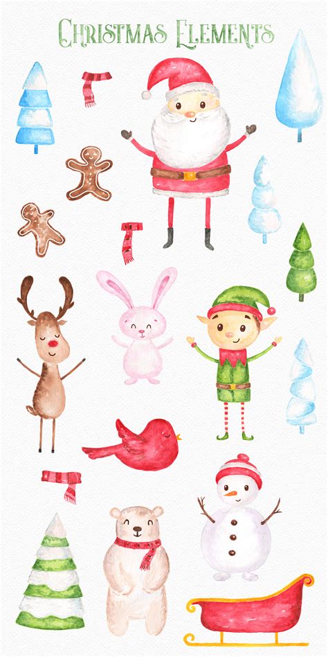 Christmas Watercolor Clipart Set By Newartlife Thehungryjpeg