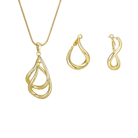 Zinc Alloy Gold Plated 2 Piece Jewelry Set With Fast Delivery