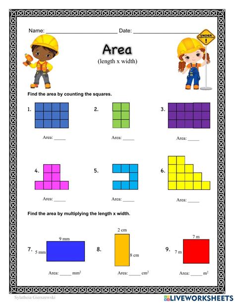 Area Interactive Activity For Area Worksheets Worksheets Math