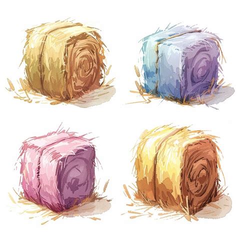 Hay Bale Vector Set Simple And Minimal Premium AI Generated Vector