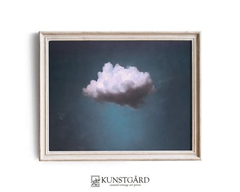 Moody Vintage Cloud Painting Antique Moody Sky Print Horizontal Dark