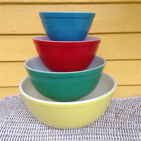 Vintage 1950s Pyrex Primary Colors Nesting Bowls Mixing Bowls Etsy