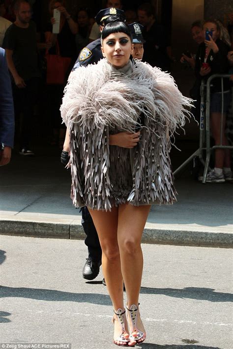 Lady Gaga Steps Out in Feathers and Fancy Colorful Heels – Shoes Post