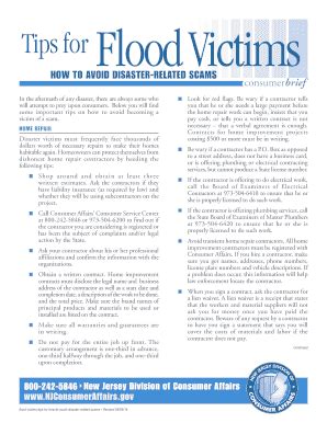 Fillable Online Njconsumeraffairs Flood Scams Njconsumeraffairs Fax