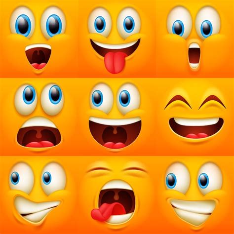 Caras Emoji Expresiones De Caras Divertidas Emociones De Caricatura