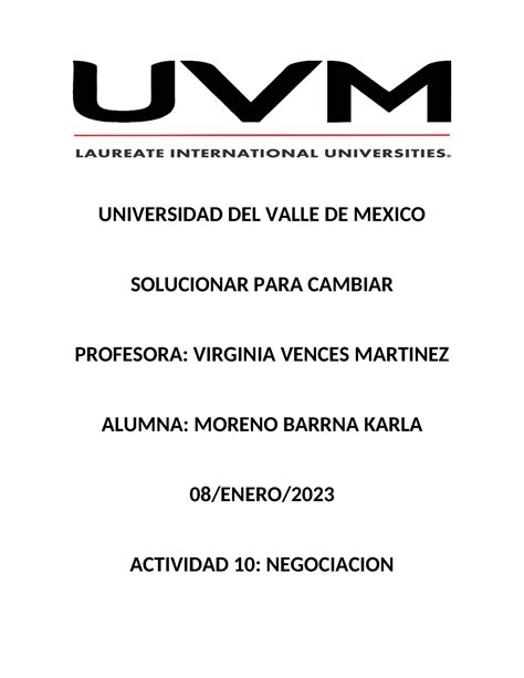 Act Solucionar Act Universidad Del Valle De Mexico Solucionar