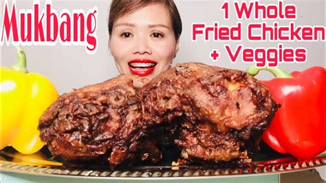 1 Whole Fried Chicken Veggies Mukbang Youtube