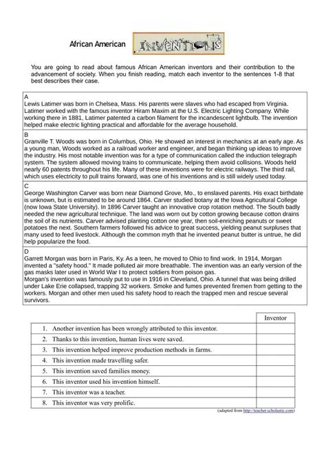 African American Inventors Worksheet Live Worksheets Worksheets Library