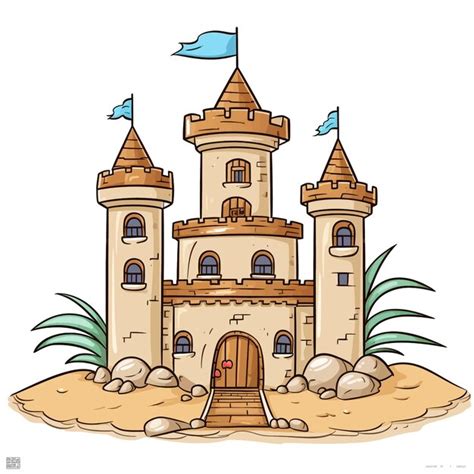 Ilustración vectorial de dibujos animados de castillo de arena dibujado