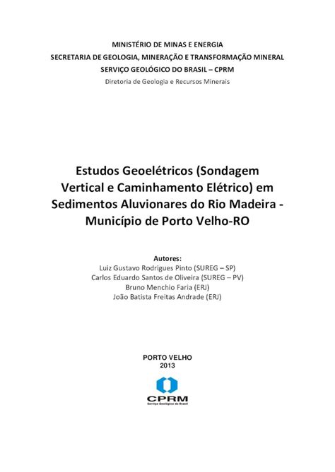 Pdf Estudos Geoel Tricos Sondagem Vertical E Rigeo Cprm Gov Br