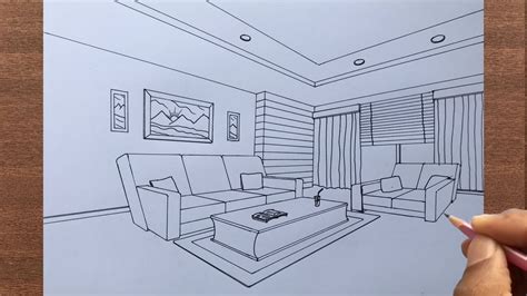 How To Draw A Room In Point Perspective Youtube