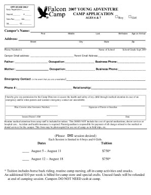 Fillable Online Registration Forms For Adventure Camp Ypce Fax Email