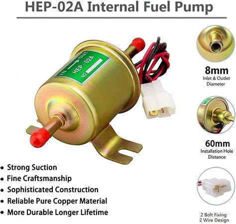 12v Electric Fuel Pump Hep 02a Universal Inline Low Pressure Gas Diesel Ebay