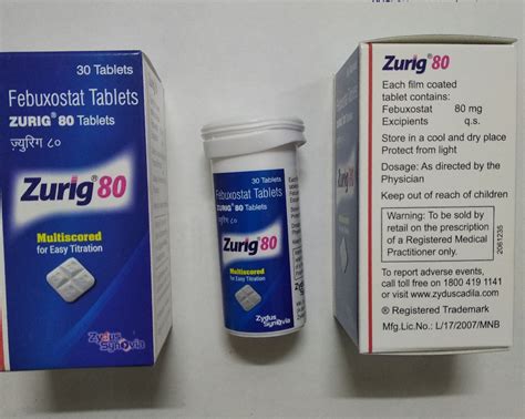 Zurig Mg Tablets Febuxostat Medicine Supplier Zydus Packaging