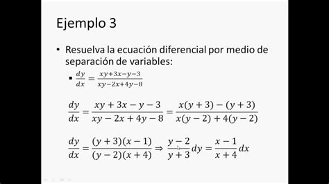 Ecuaciones Diferenciales Variables Separables Da Parte Youtube