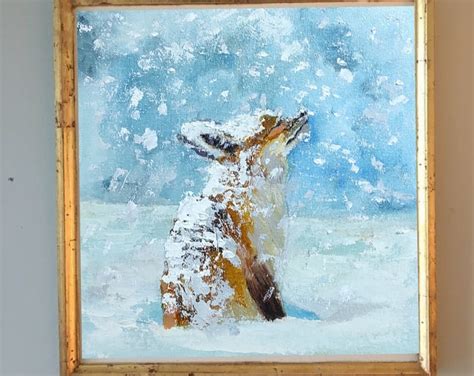 Fox Painting Original Oil Painting Cute Fox Canvas Wall Art Fox Oil